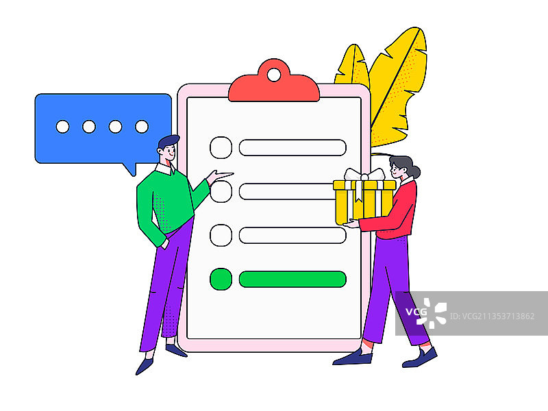 邀请好友进行问卷调查人物互联网背景矢量插画图片素材