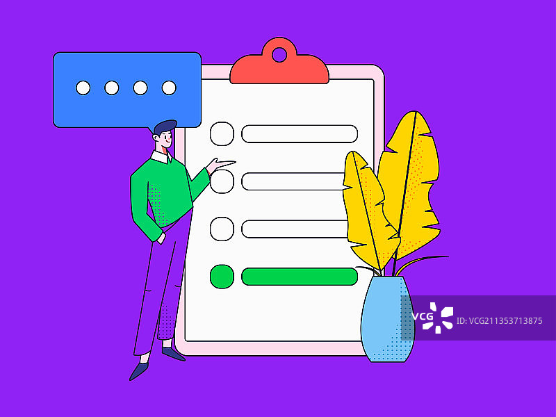 邀请好友进行问卷调查人物互联网背景矢量插画图片素材