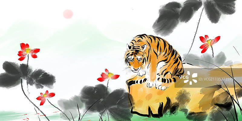 5虎年季节风景系列插画12幅夏天节气插画立夏小暑图片素材