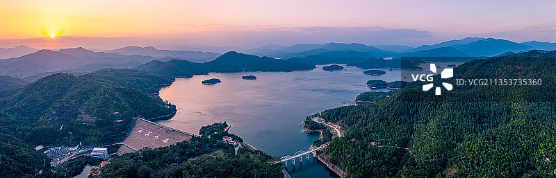 福建泉州南安山美水库航拍全景图图片素材