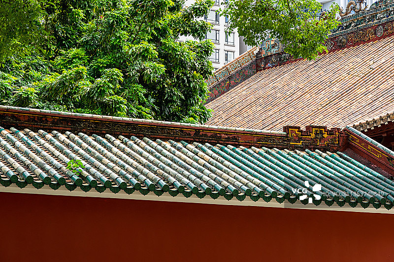 广州农讲所番禺学宫古建筑红墙特写图片素材