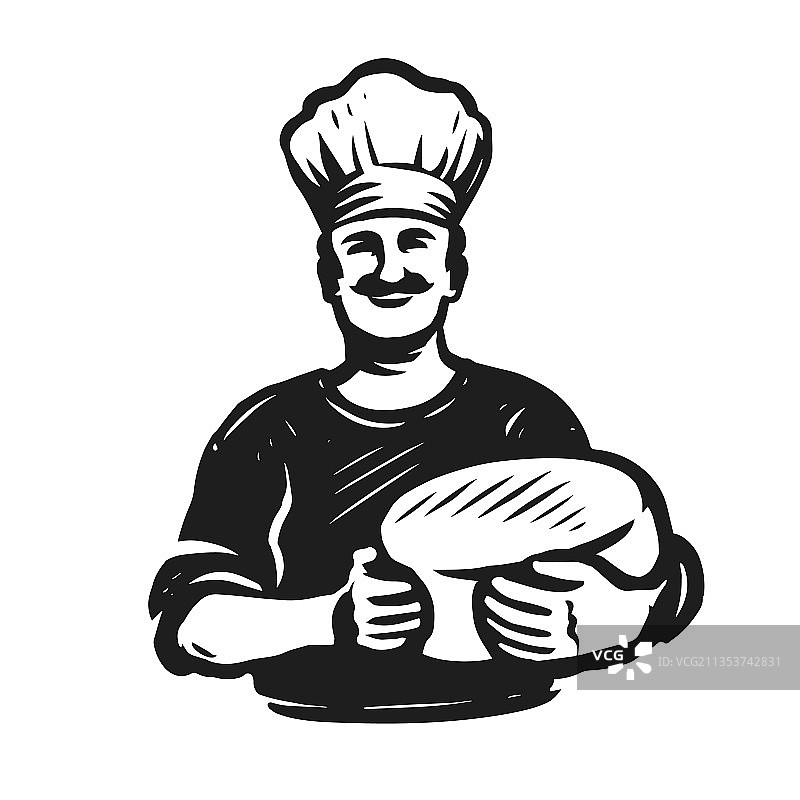 厨师或当地农民食物烹饪复古标志图片素材