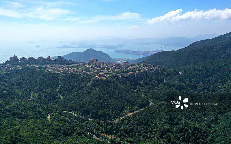 广东省深圳市盐田区东部华侨城三洲田茶溪谷航拍图片素材