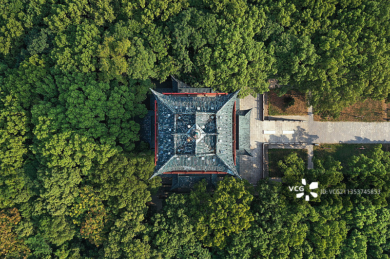 湖南省株洲市芦淞区神农公园神农阁环洲歌剧院航拍图片素材