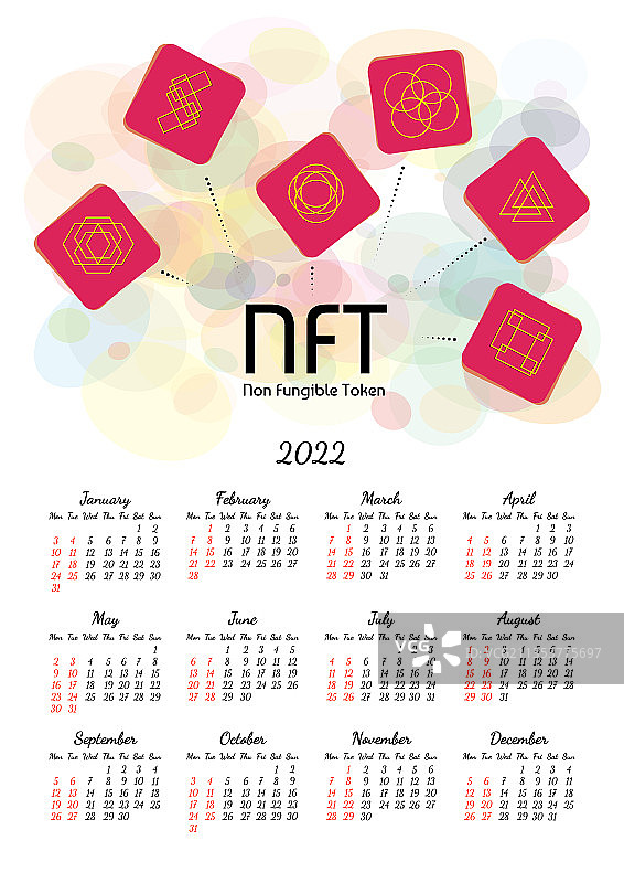 竖版2022年NFT日历图片素材