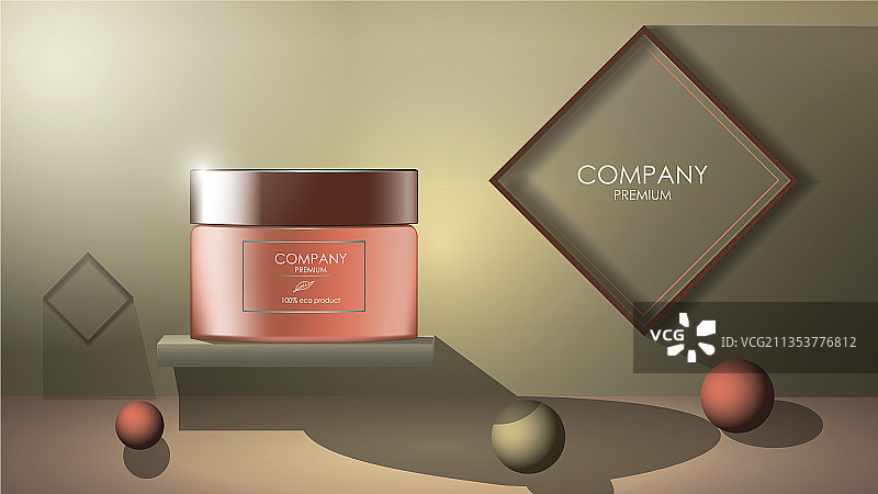 逼真奶油罐与球图片素材