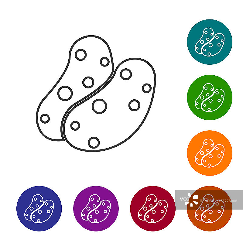 白色背景上的黑色线条土豆图标图片素材