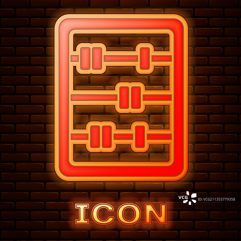 发光霓虹灯算盘砖墙图标图片素材