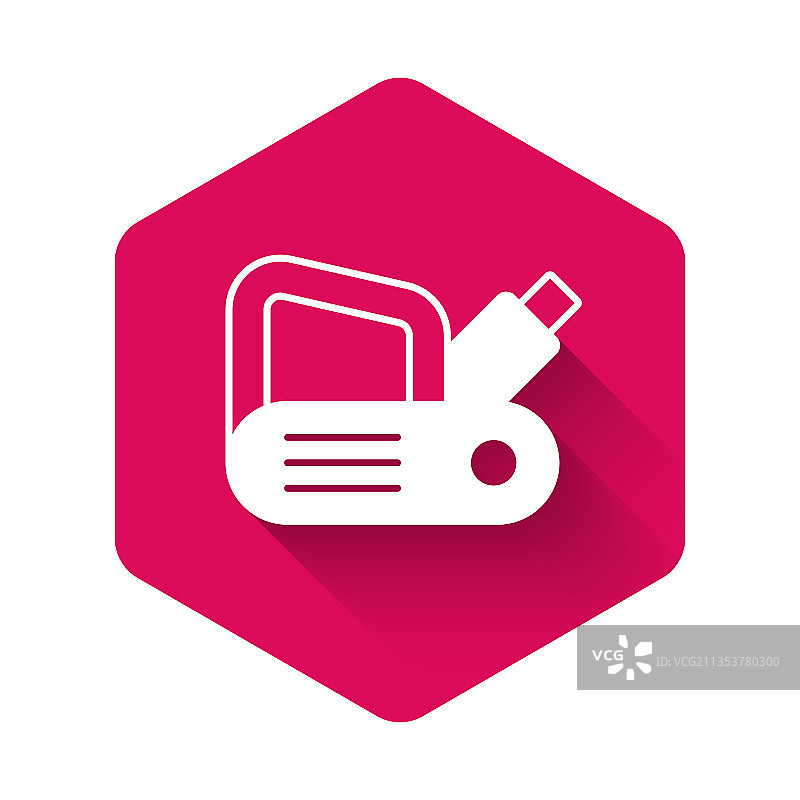 白色电动刨床工具图标，长阴影图片素材