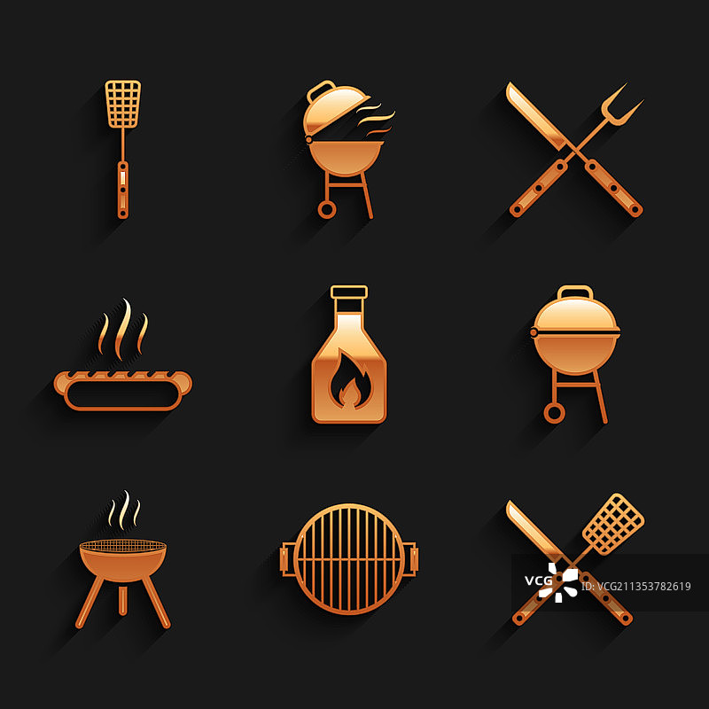 番茄酱瓶烧烤架交叉刀具图片素材