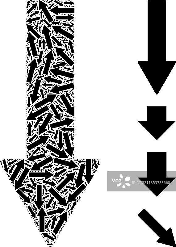 向下箭头图标递归马赛克图片素材