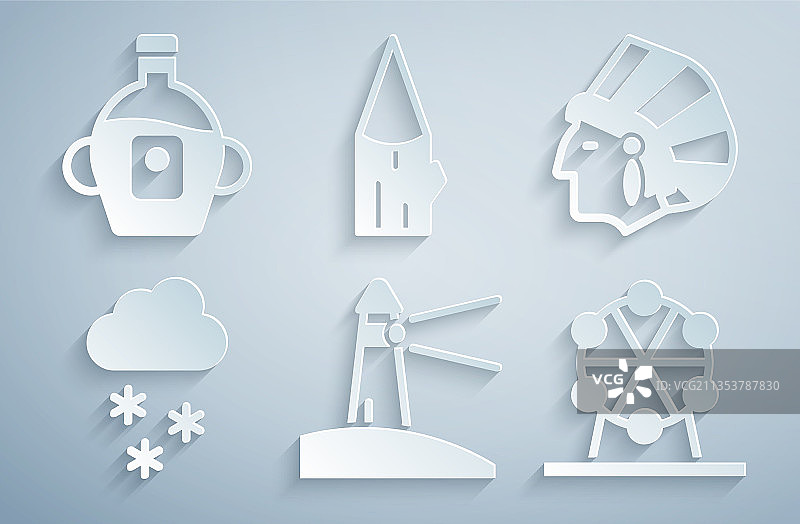 灯塔美洲原住民印第安人云朵套装图片素材