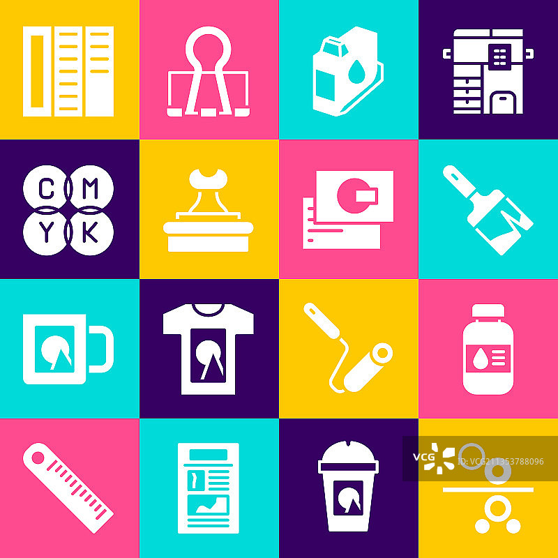 印刷机纸卷墨水套装图片素材