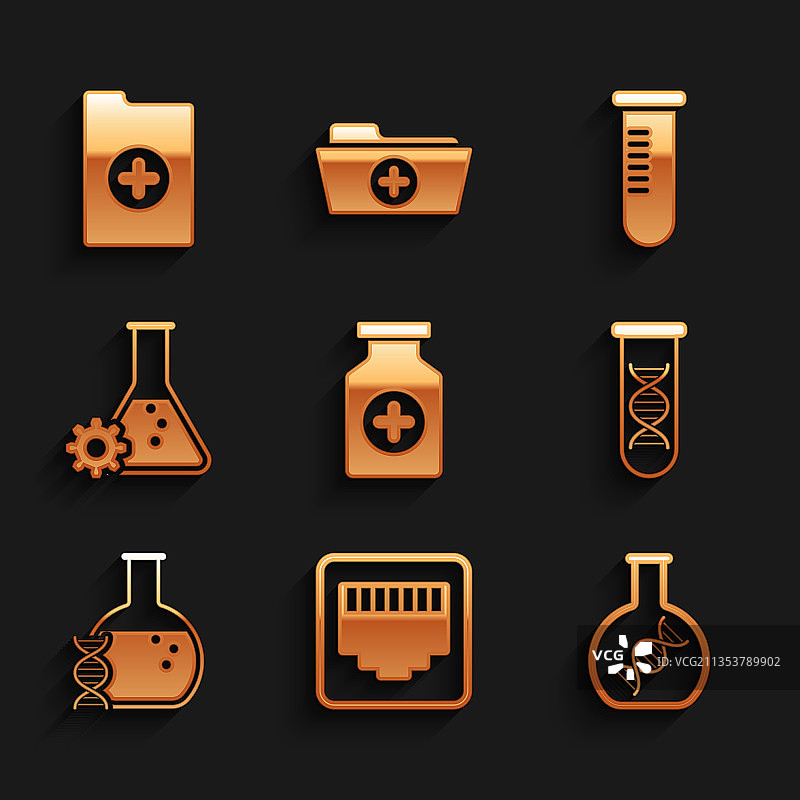 药品瓶网络端口电缆插座套装图片素材