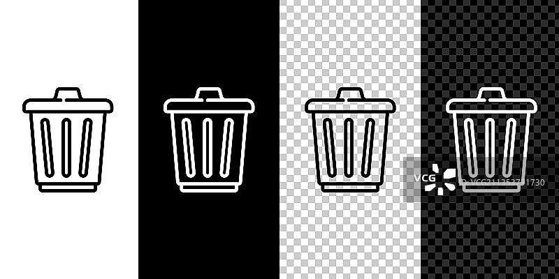 线条集：黑色垃圾桶图标图片素材