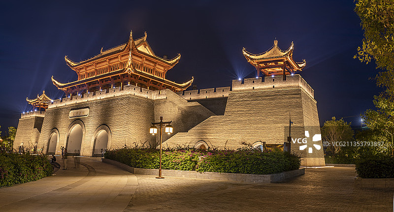 广西太平古镇夜景图片素材