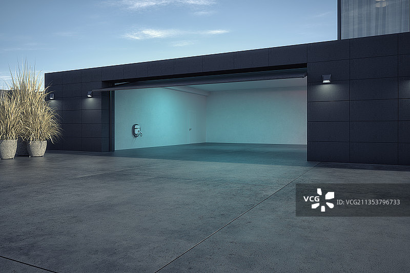 私人住宅上的双车位车库图片素材