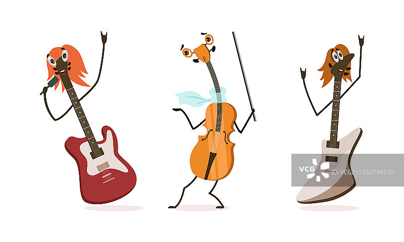 有趣的卡通乐器角色图片素材