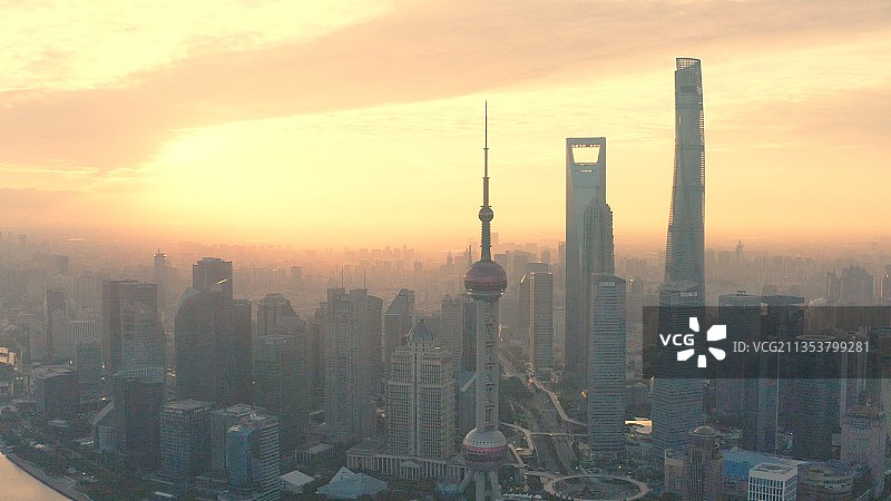 上海外滩日出城市航拍风光图片素材