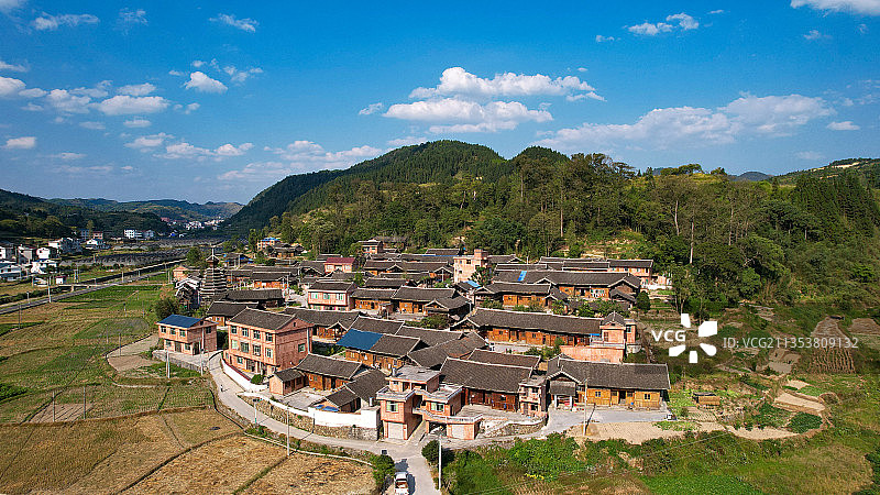 贵州省铜仁市万山区黄道乡，瓦寨传统村落风光图片素材