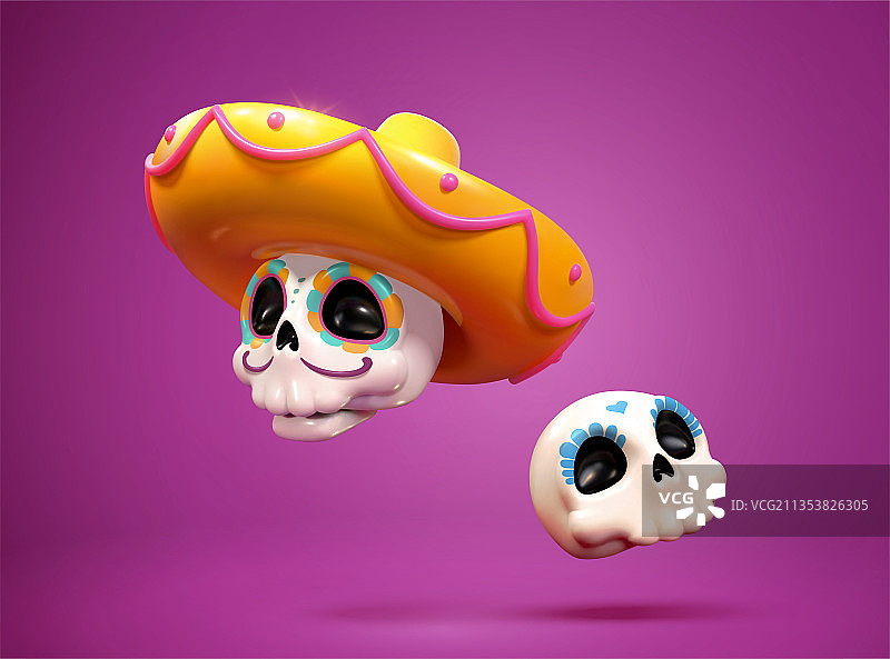 彩色图案装饰的糖骷髅图片素材