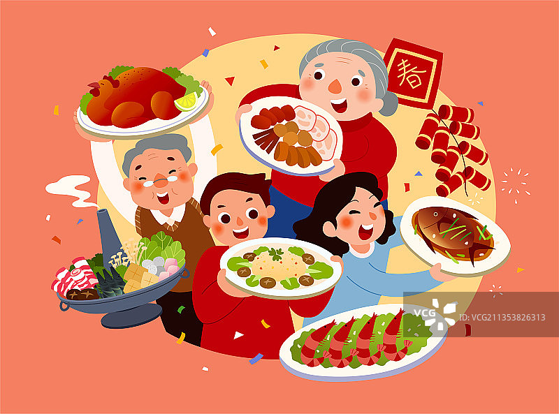 六道春节团圆饭家常菜图片素材