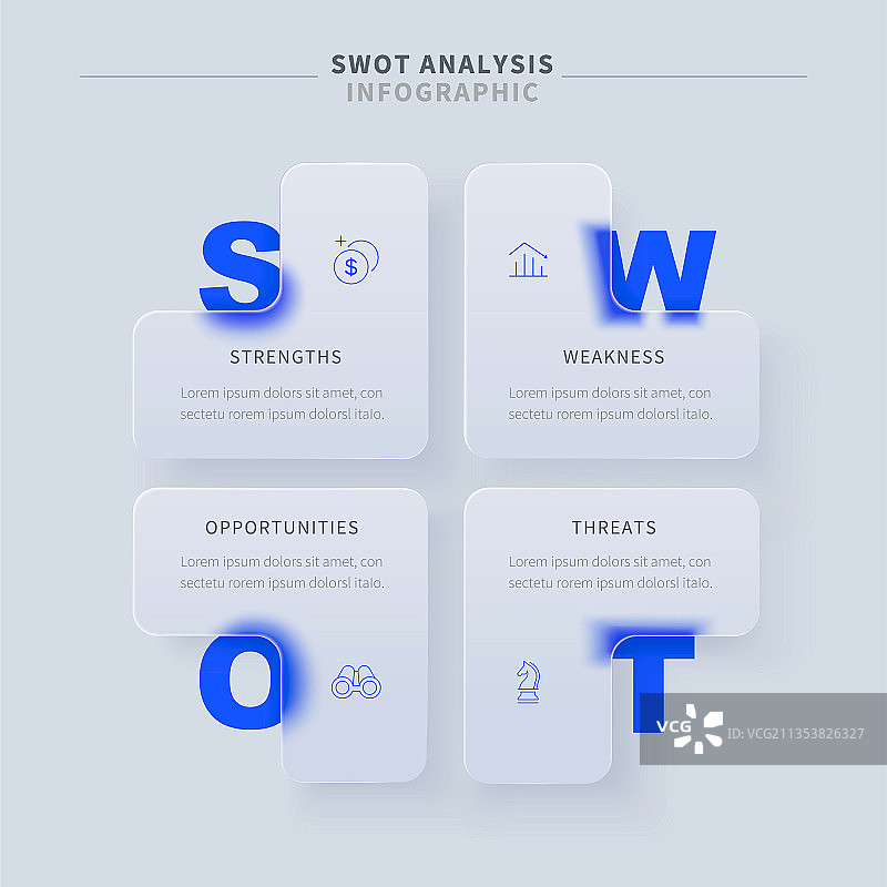 简约毛玻璃拟态SWOT分析图图片素材