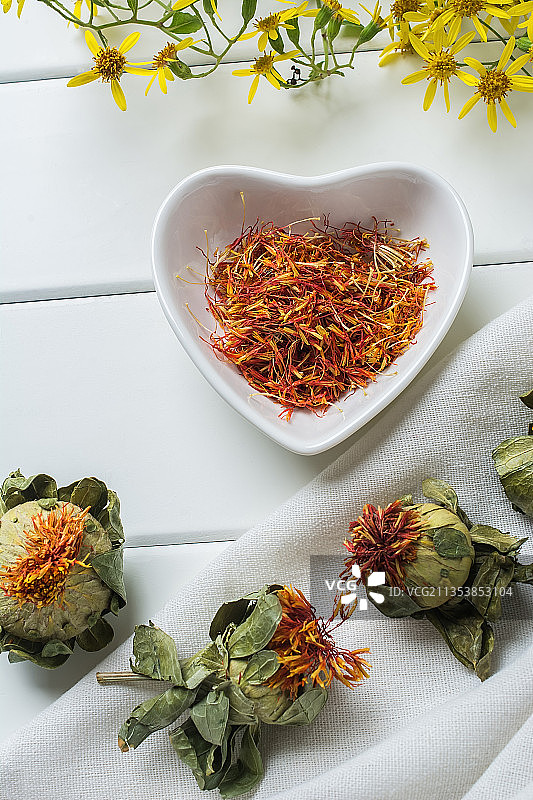 中草药红花，养生草本花茶图片素材