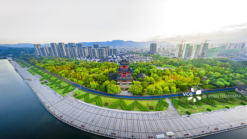 丽水,应星楼,南明湖,云,天空,航拍视角图片素材