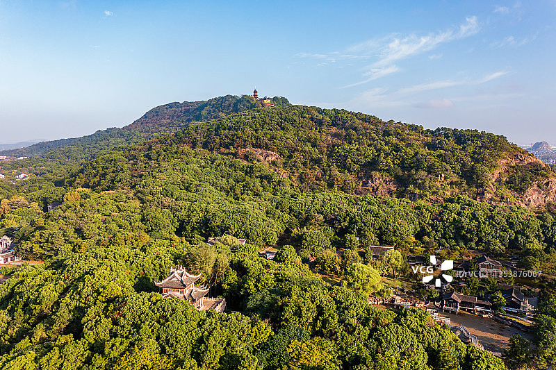 木渎灵岩山景区航拍图片素材