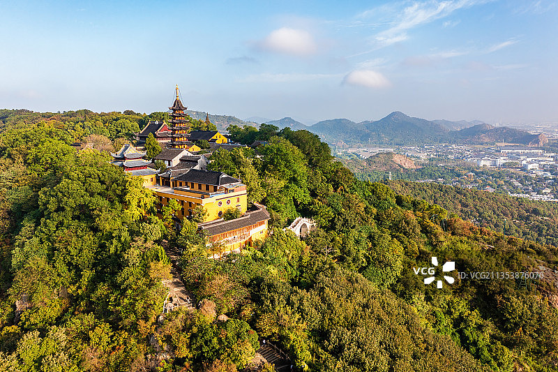 木渎灵岩山景区航拍图片素材