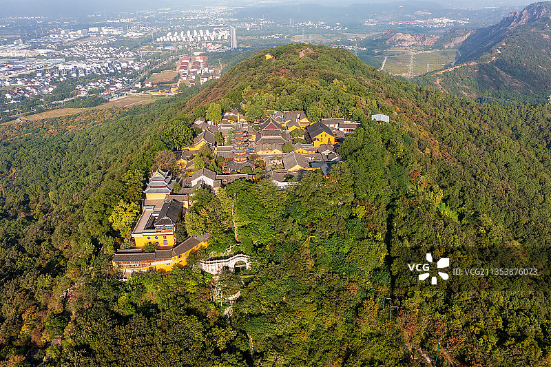 木渎灵岩山景区航拍图片素材