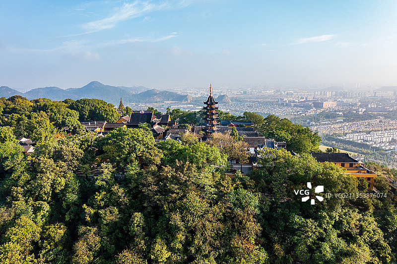 木渎灵岩山景区航拍图片素材