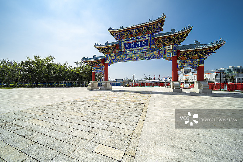 广东深圳赤湾天后宫牌坊图片素材