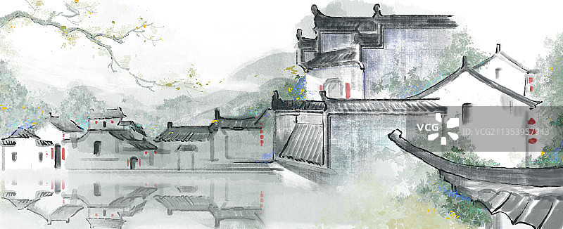 水墨建筑图片素材