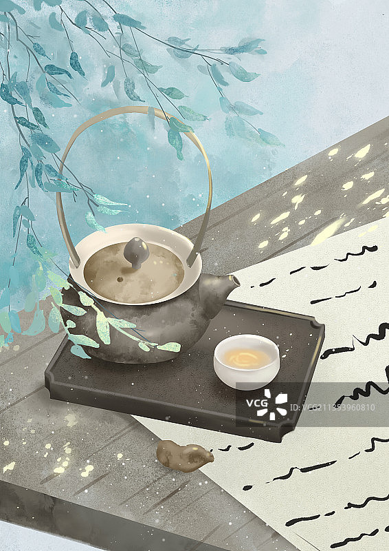 古风水墨静物小场景图片素材