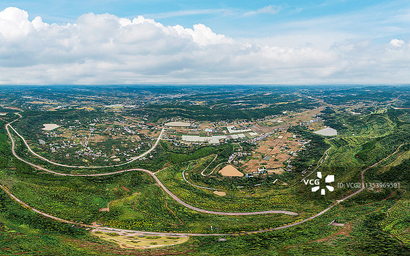 航拍四川绵阳仙海风景区村庄图片素材