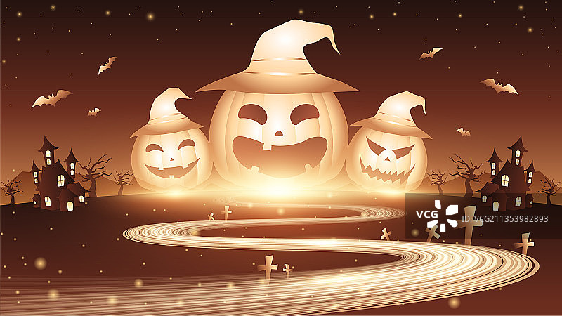 万圣节 南瓜 鬼脸 插画 矢量图片素材
