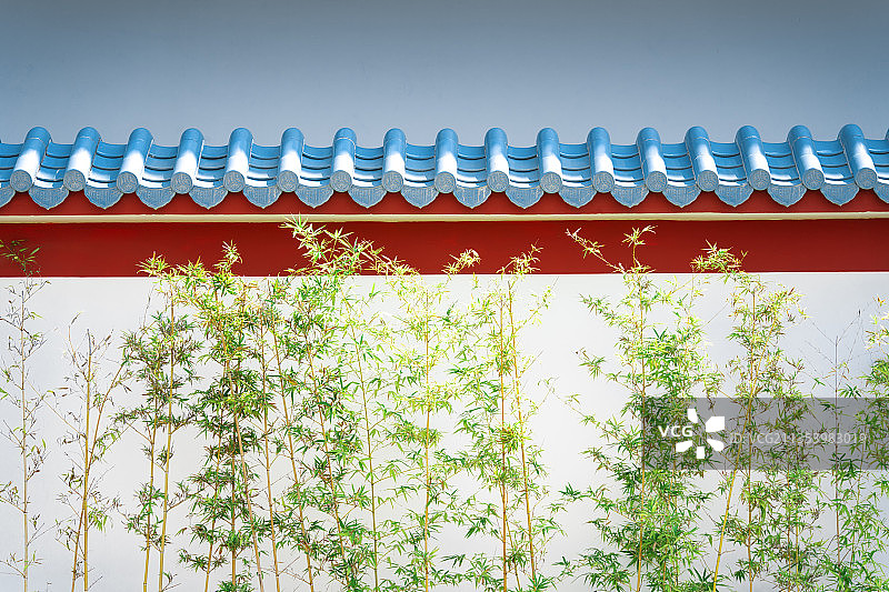 赤湾天后宫院墙和竹子图片素材