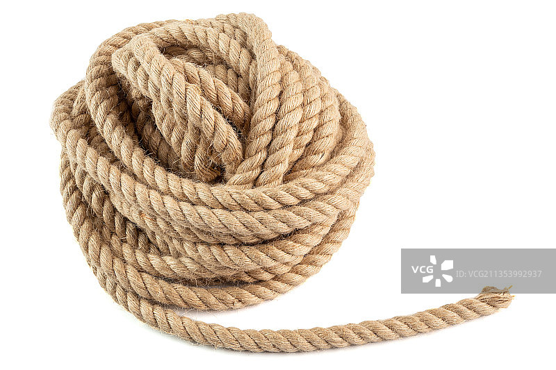 白色背景下的绳索特写图片素材