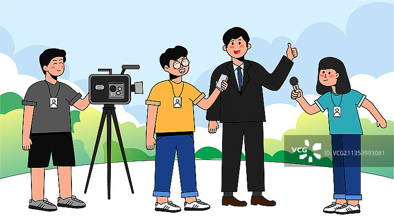 小记者采访-记者节图片素材