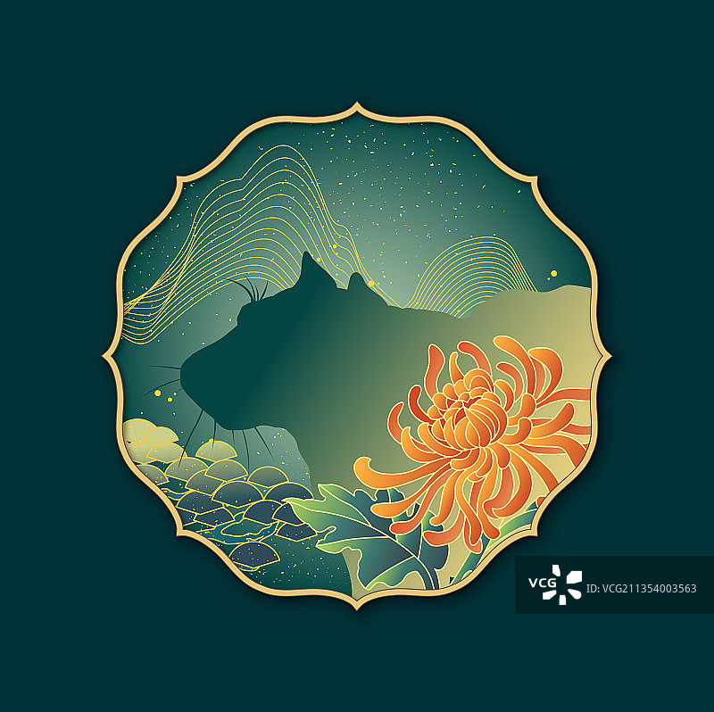 老虎剪影插画图片素材