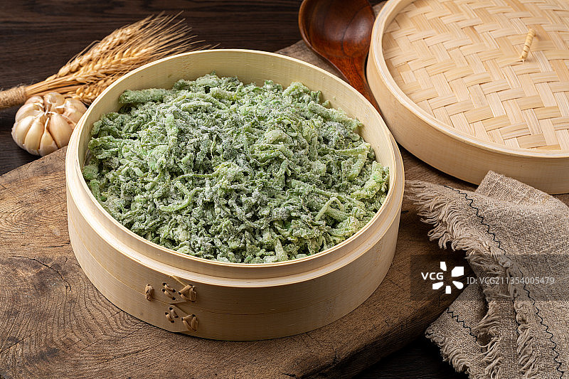 特色美食：茼蒿蒸菜图片素材