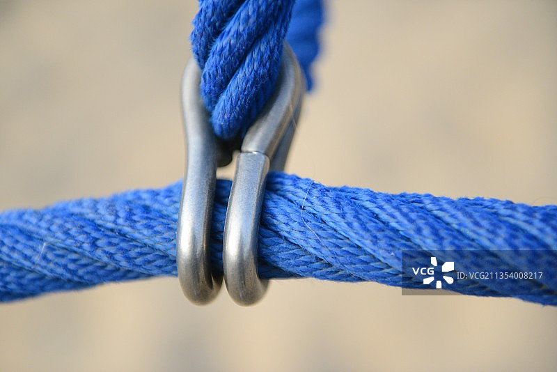 蓝色绳索概念特写图片素材