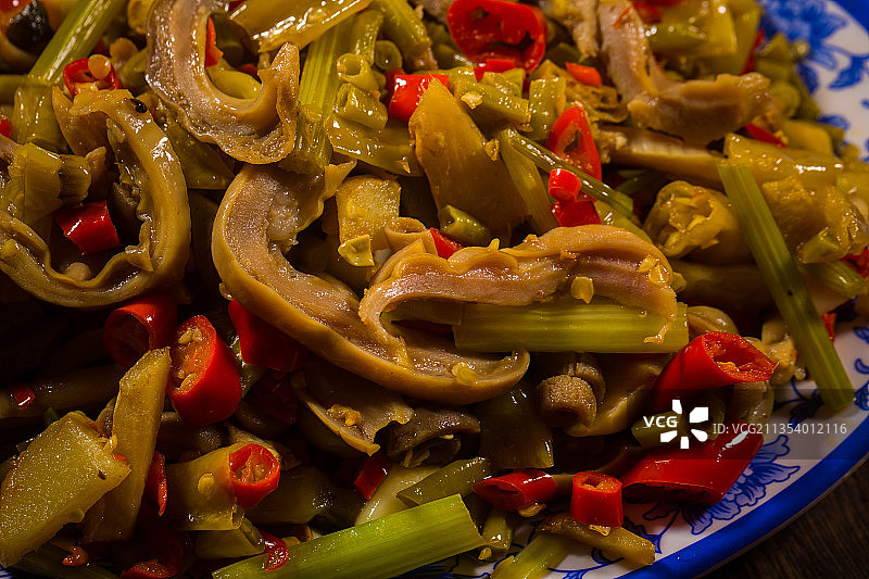 酸辣炒猪肚中式烹饪图片素材