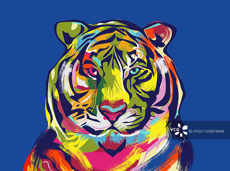 数字艺术老虎插画图片素材