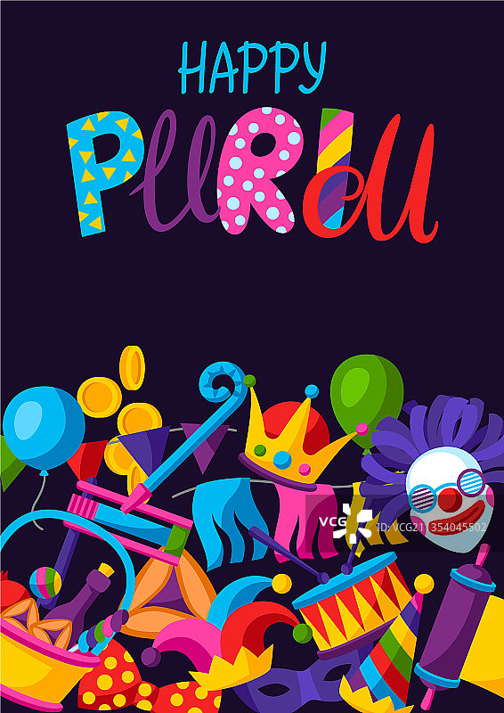 普林节快乐犹太节日贺卡图片素材