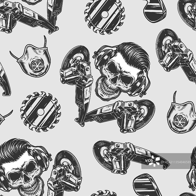 蓝领工人工具无缝图案图片素材