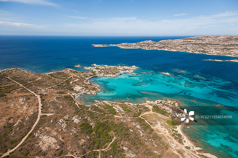 意大利马达莱纳群岛海景高角度视图图片素材