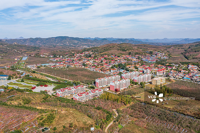 航拍沂蒙山区乡村苹果园图片素材